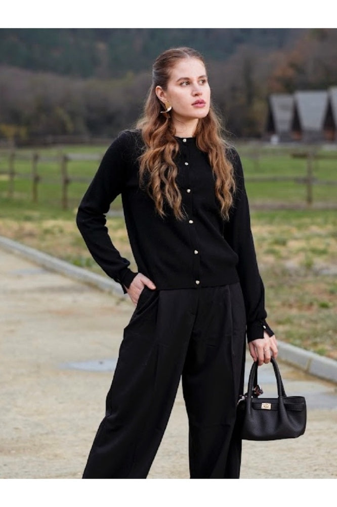 Maëlle Wide Leg Black Pantolon