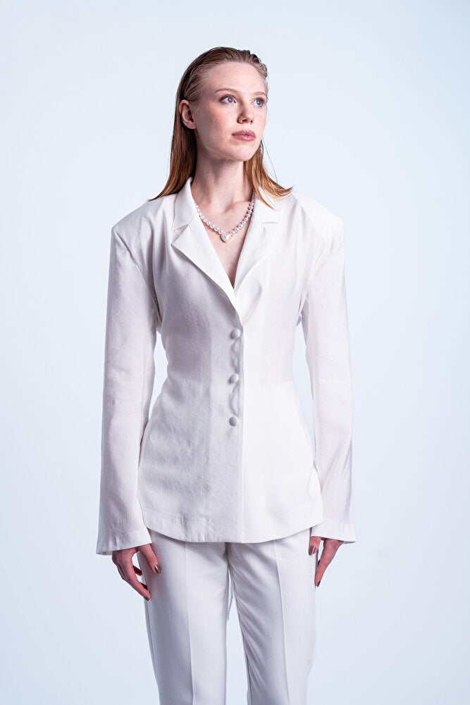 Èpure Blazer Kadın Beyaz Fit Blazer Ceket