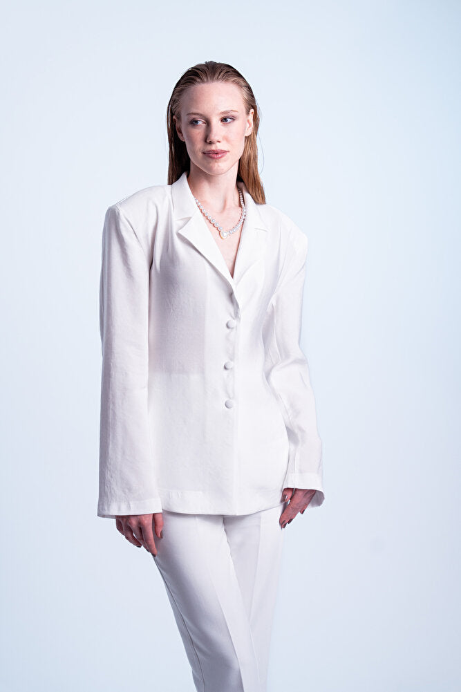 Èpure Blazer Kadın Beyaz Fit Blazer Ceket