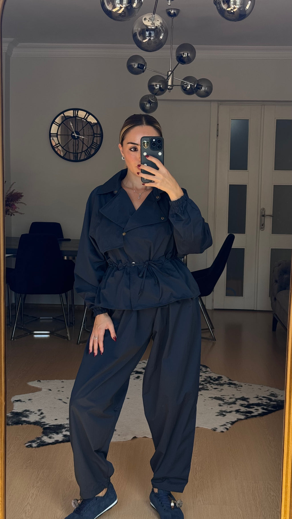Lacivert Beli Büzgülü Takım
