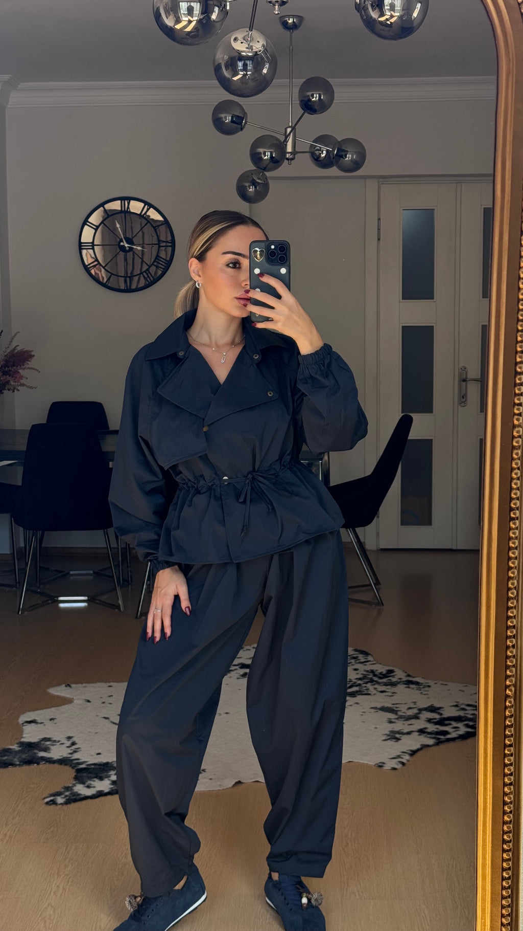 Lacivert Beli Büzgülü Takım