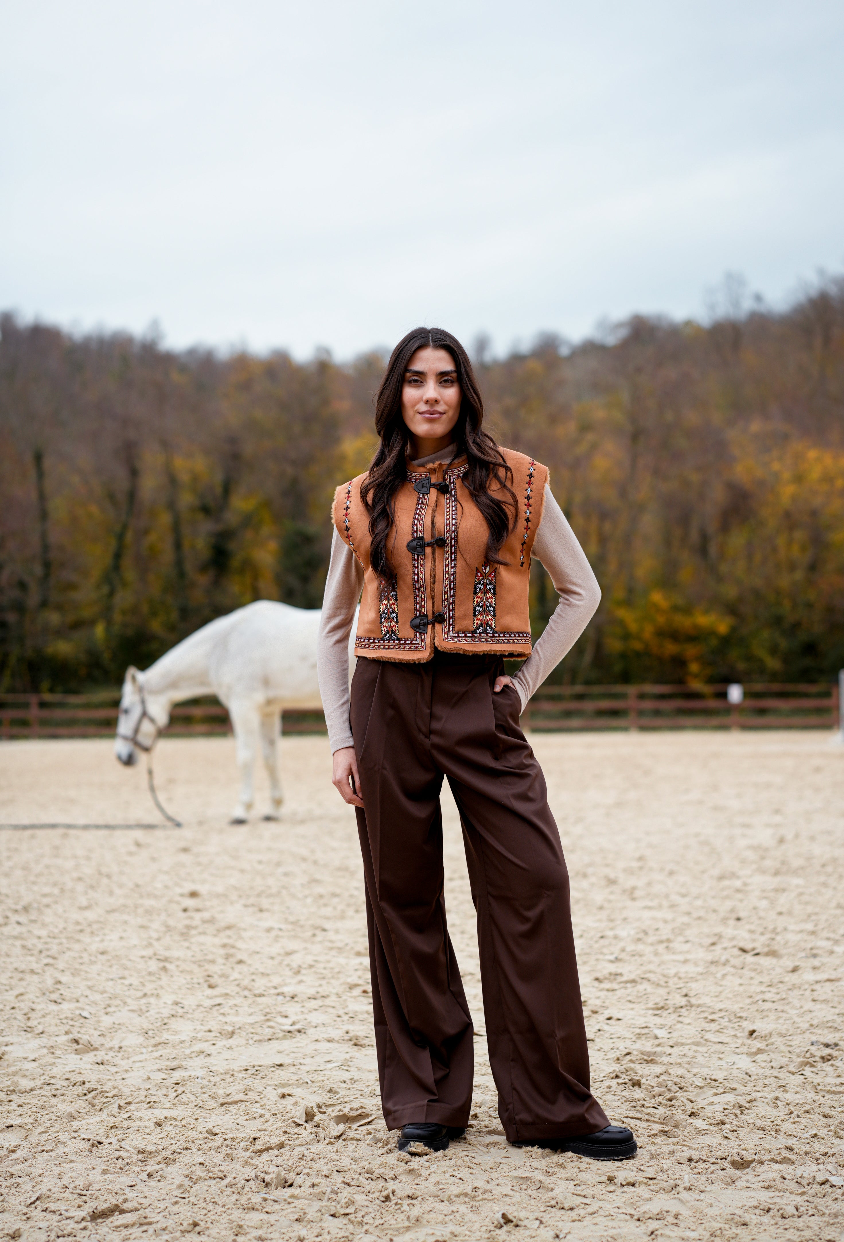 Maëlle Terra Palazzo Brown Pantolon