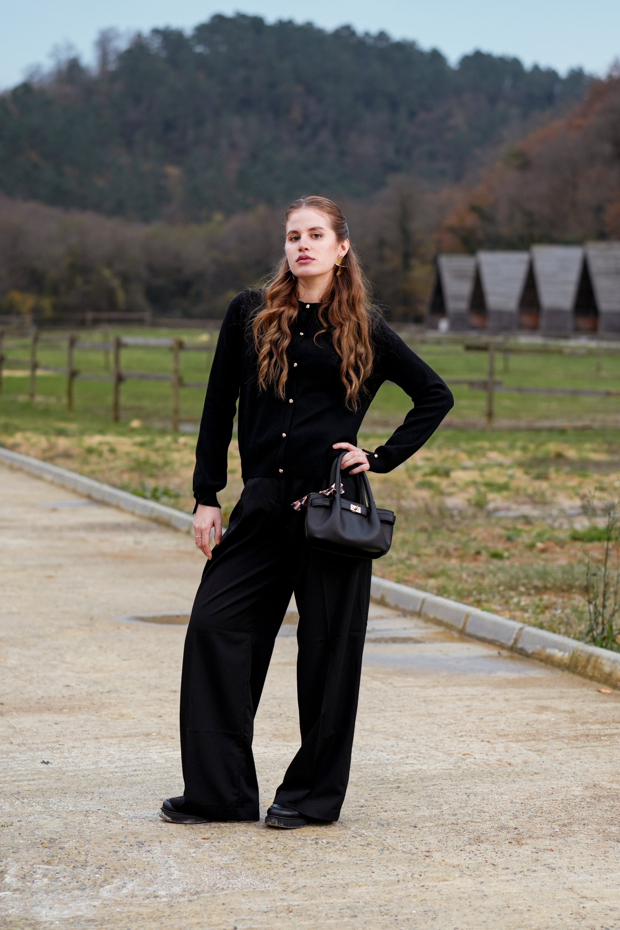 Maëlle Wide Leg Black Pantolon